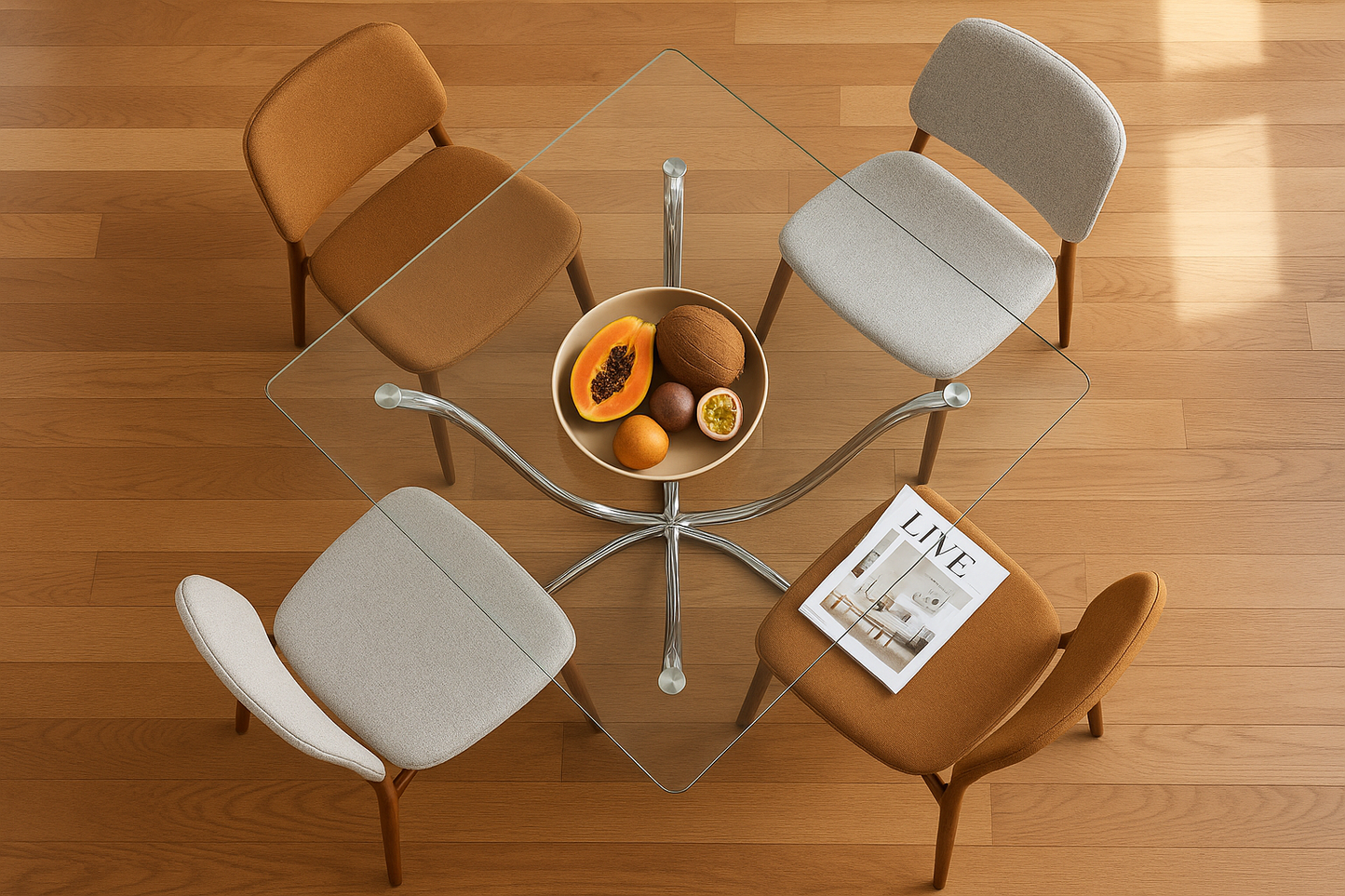 Mesa de comedor lifestyle vista aérea