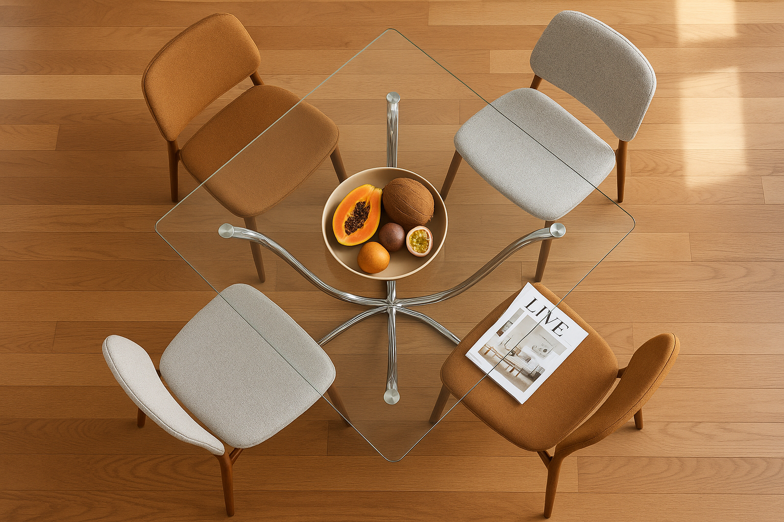 Mesa de comedor lifestyle vista aérea