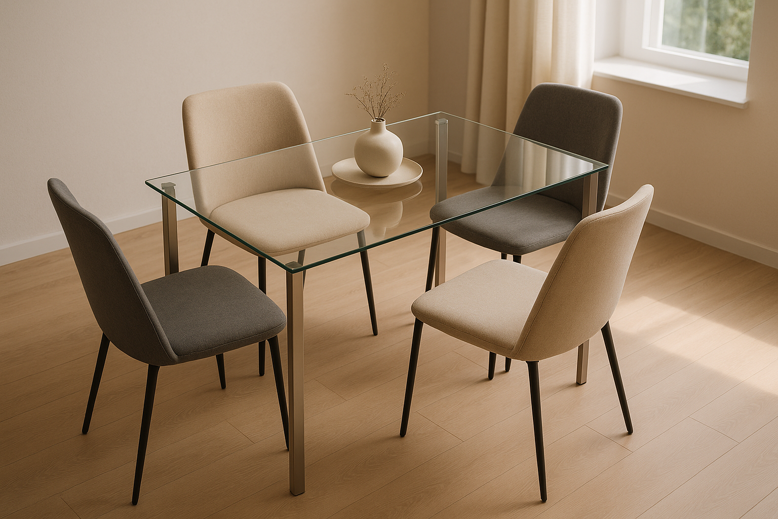 Mesa vidrio lifestyle comedor elegante