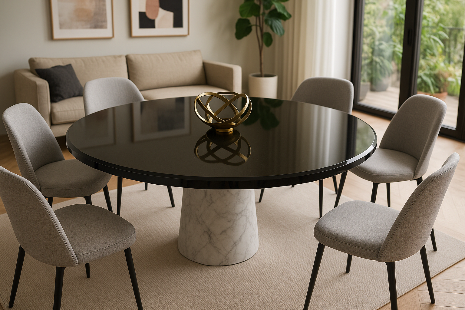 Mesa vista superior con ambiente de sala