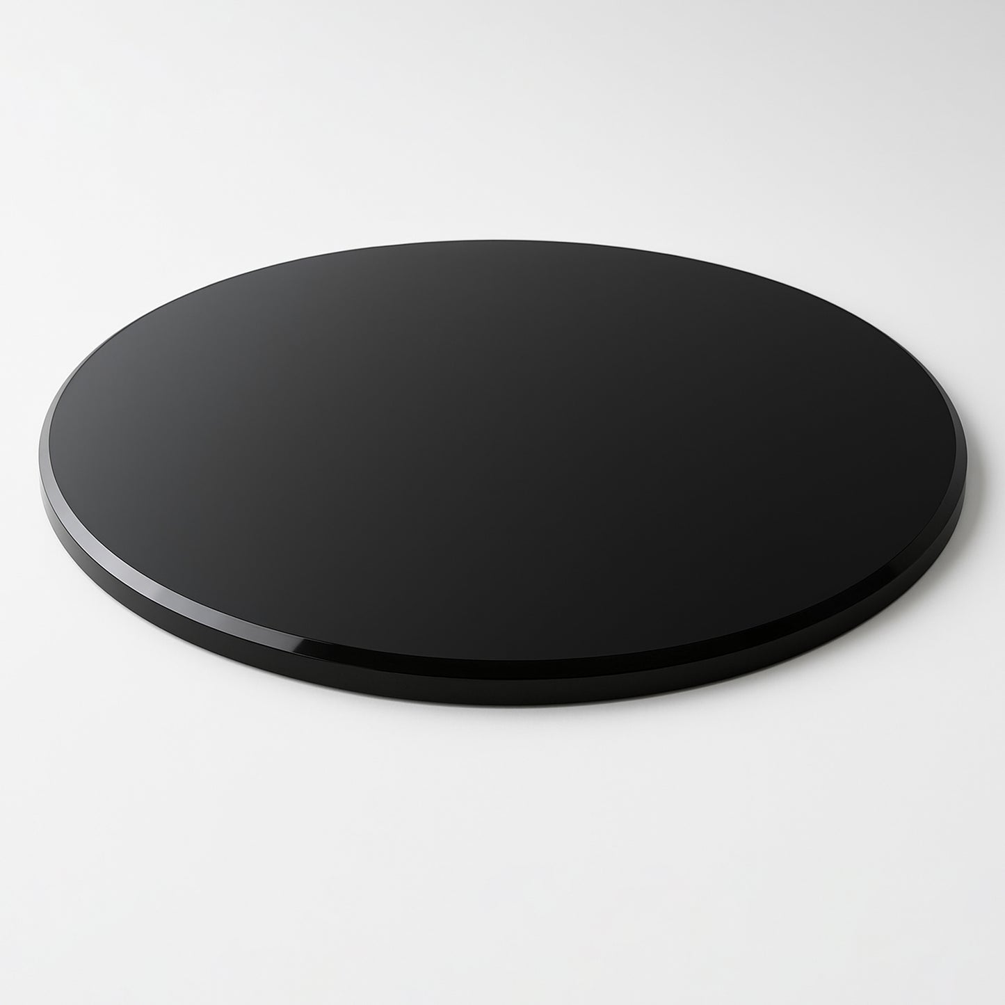 Cubierta Circular Vidrio Templado Negro Absoluto 140cm Diámetro