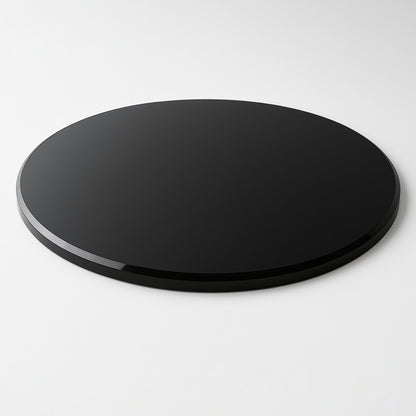 Cubierta Circular Vidrio Templado Negro Absoluto 140cm Diámetro